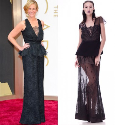 left: Julia Roberts in Givenchy couture - right: Busardi SS14