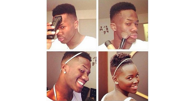 James Carl (@empereurcarl) transforms into Lupita Nyong'o.