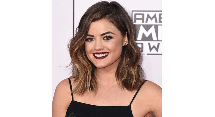 Lucy Hale's dark red lip