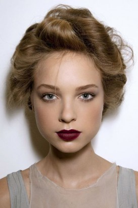 Dark red lipstick