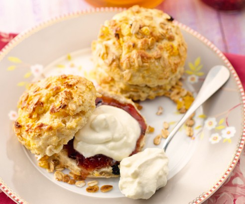 Scones with cream and fig jam