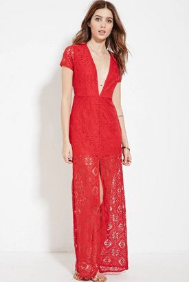 chinese dress ladies Red Strappy Dress with Lace Bodice main image 0