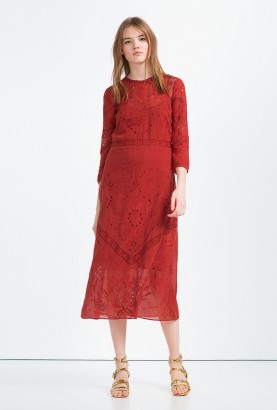 chinese dress ladies Red Lace Single Strap Maxi Dress