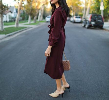knee length dresses for ladies Blush and Maroon Abstract Bennet Midi Dress