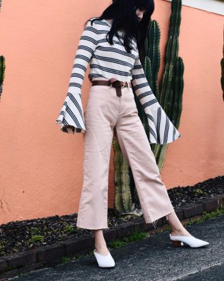 With bell bottoms