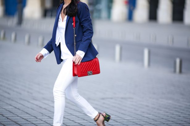 The navy blue jacket